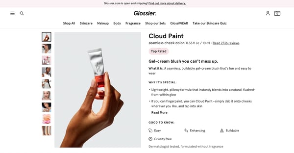 3 best product page glossier