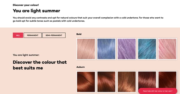 guided selling l'oreal hair color finder