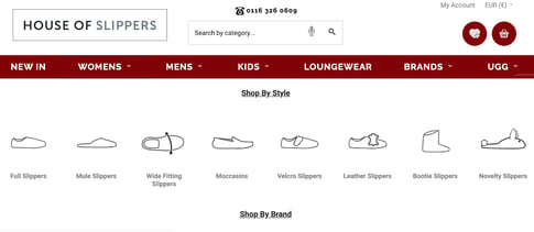 product taxonomy for eCommerce house of slippers