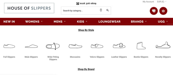 product taxonomy for eCommerce house of slippers