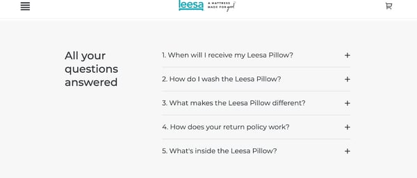 best product detail page examples leesa 2