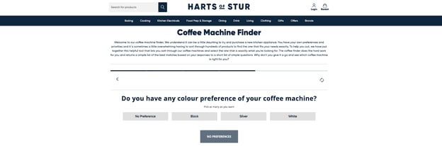 eCommerce product finder harts and stur