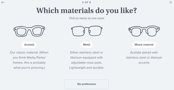 customer-centricity examples warby parker quiz