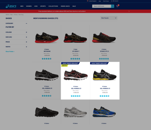 product centric vs. customer centric asics shoe finder