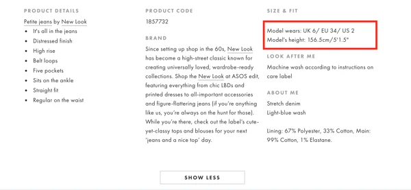 product detail page design best practices asos